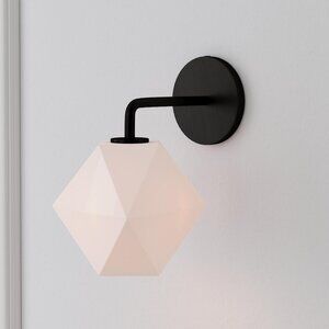 NIB West Elm Sculptural Scone w/ Faceted Mini 5.5" Milk Shade Dk Bronze